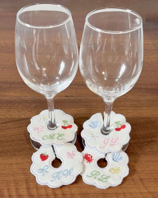 Custom Embroidered Wine Glass Tags