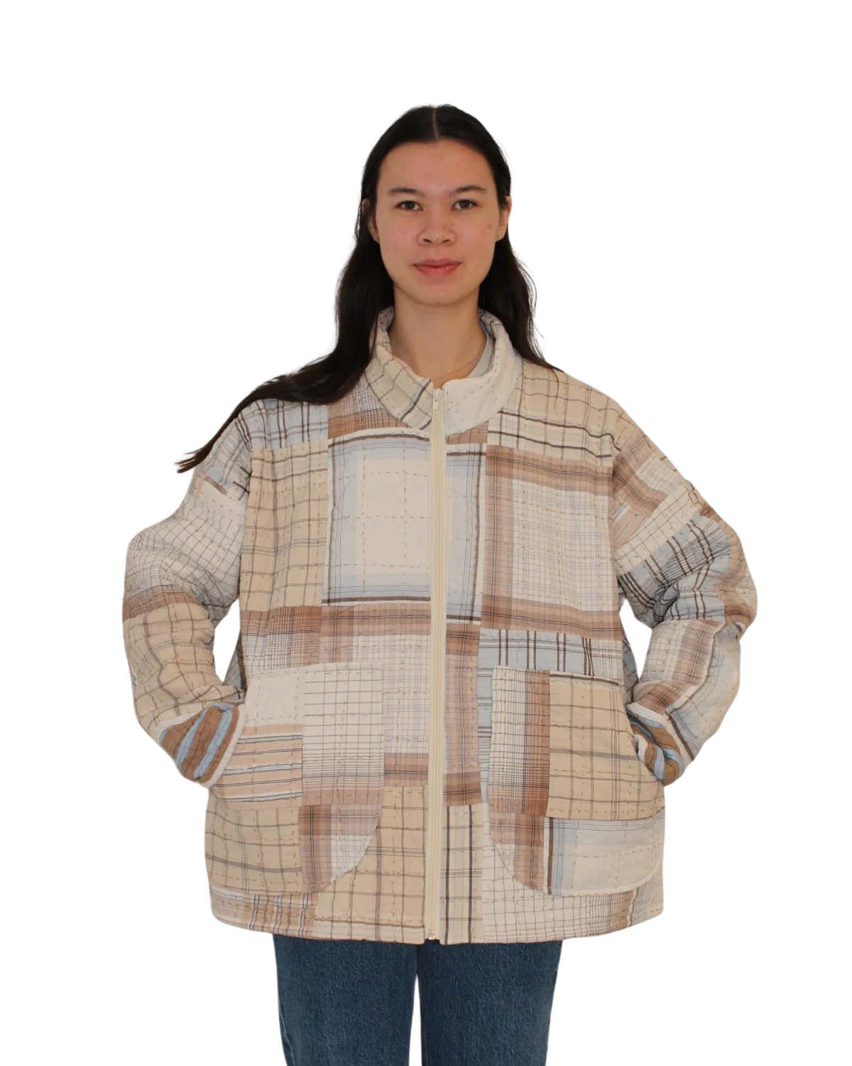 Large Quilted Zipper Jacket