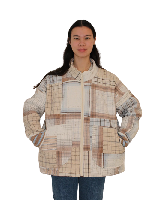 Large Quilted Zipper Jacket