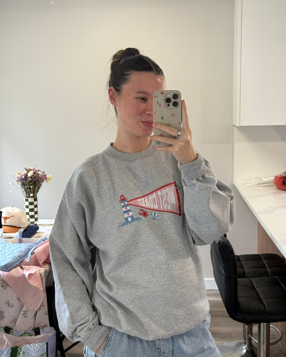 West Coast Pennant Embroidered Sweater